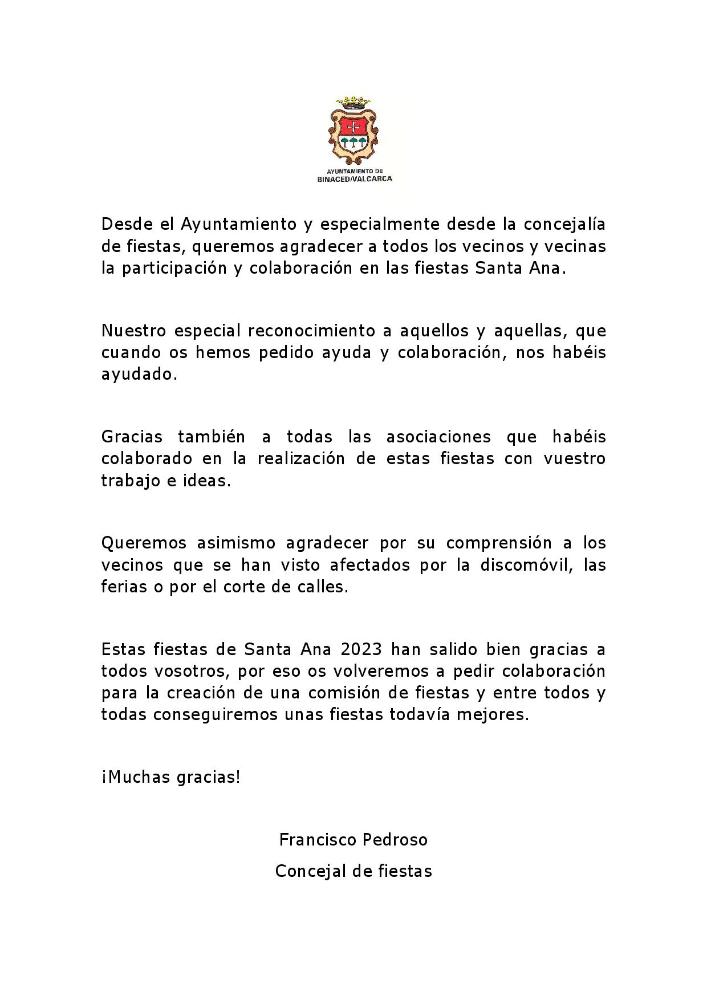 Imagen Bando de agradecimiento