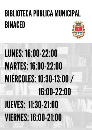 Imagen Ampliación de horario en la Biblioteca municipal de Binaced